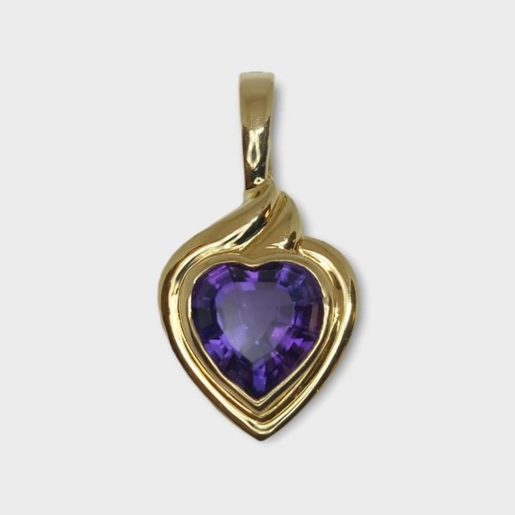 14k Yellow Gold Amethyst Heart Pendant